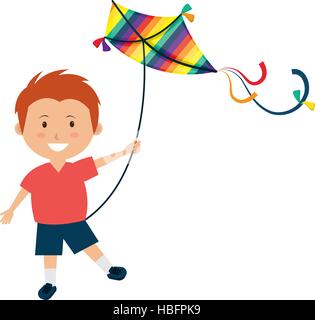 Bunte Drachen fliegen auf weißem Hintergrund, Vektor-Illustration. Stock Vektor