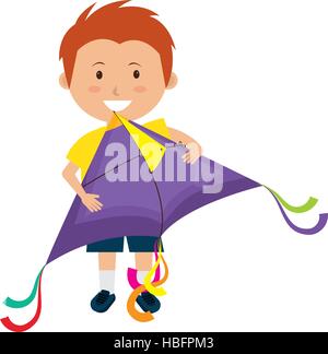 Bunte Drachen fliegen auf weißem Hintergrund, Vektor-Illustration. Stock Vektor