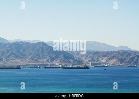 Blick auf Meer Hafen von Aqaba. Im Roten Meer. Stockfoto