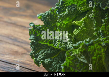 Savoy Cabbage Supernahrung hautnah Stockfoto