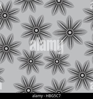 Nahtlose Blumenmuster, im Stil der Handzeichnung. Schwarz / weiß Blumen. Vektor-illustration Stock Vektor