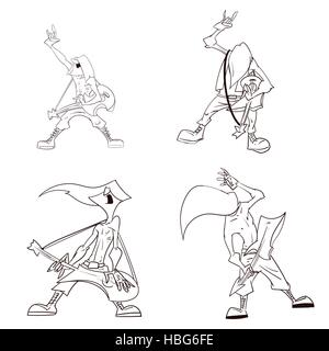 Strichzeichnung Vektor-Illustration ein Heavy-Metal-Musiker, Gitarristen Stock Vektor