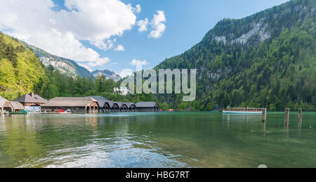 Steg, bin Schönau Königssee, Nationalpark Berchtesgaden, Berchtesgadener Land, Oberbayern, Bayern, Deutschland Stockfoto