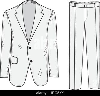 Business-Skizze, Office-Anzug im Stil der Handzeichnung zu entsprechen. Jacke und Hose Modell. Business-Bekleidung. Vektor-Illustration. Stock Vektor