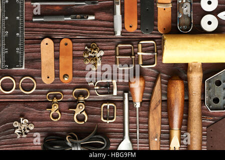 Leder Handwerk Werkzeuge Stockfoto