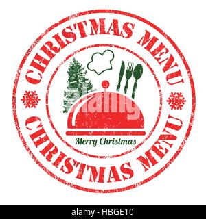 Weihnachts-Menü Grunge Stempel auf weißem Hintergrund, Vektor-illustration Stock Vektor