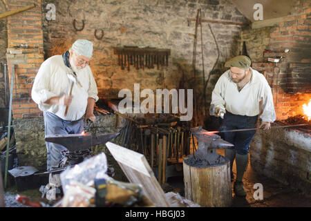 Schmiede, Fort Klock Restaurierung, St. Johnsville, New York. Stockfoto