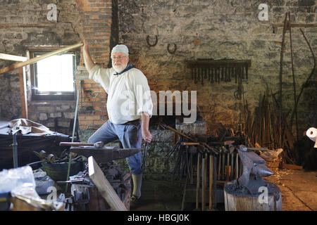 Schmiede, Fort Klock Restaurierung, St. Johnsville, New York. Stockfoto