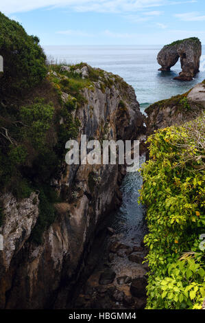 Villahormes Cliffs und Canyon, Spanien. Stockfoto