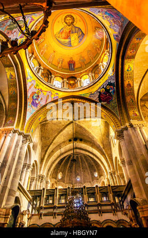 Bögen Jesus Kuppel Crusader Kirche des Heiligen Grabes Jerusalem Israel.  Kirche in 1114 bis 1170 n. Chr. erweitert enthält Jesus Tomb und Golgatha, Stockfoto