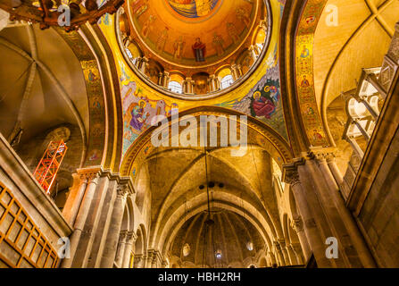 Bögen Kuppel Crusader Kirche des Heiligen Grabes Jerusalem Israel.  Kirche in 1114 bis 1170 n. Chr. erweitert enthält Jesus Tomb und Golgatha Stockfoto