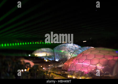 Aufnahme im Eden Project für das Festival of Light und Sound Stockfoto