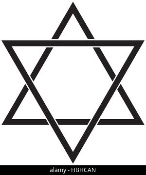 Jüdische Davidstern sechs Stern in schwarz mit ineinandergreifenden Stilikone Vektor Stock Vektor