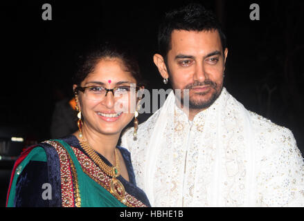 Bollywood-Schauspieler Aamir Khan Kiran Rao Sangeet Zeremonie Imran Khan Avantika Malik Hochzeit geschlossen Bauernhof Haus Karjat Mumbai Stockfoto