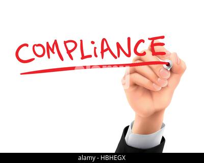 Compliance-Wort geschrieben von Hand auf einer transparenten Tafel Stock Vektor