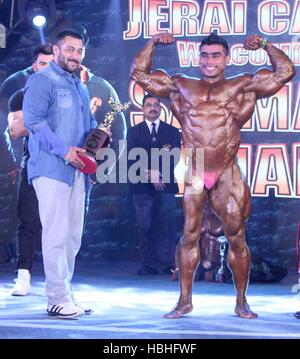 Salman Khan, indischer Schauspieler, beim Body Building Wettbewerb auf der BodyPower Expo, Bombay, Mumbai, Maharashtra, Indien, Asien Stockfoto