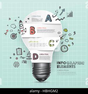 Vektor kreative Glühbirne abstrakt mit Doodle Infografik Elemente Stock Vektor