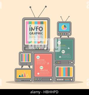 Retro-Vektor Illustration abstrakt TV Tower Infografiken-design Stock Vektor