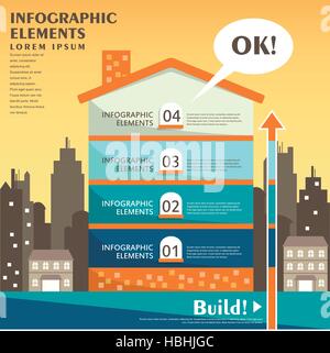 flache Bauform Vektorelemente abstrakte Haus Infografik Stock Vektor