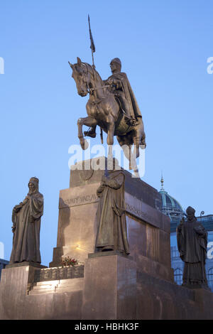 Statue von St. Wenzel, Wenzelsplatz, Prag, Tschechische Republik Stockfoto