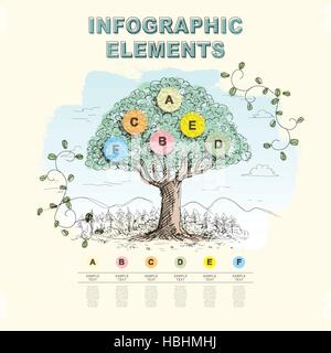 Hand zu zeichnen Stil abstrakter Baum Infografik Vektorelemente Stock Vektor