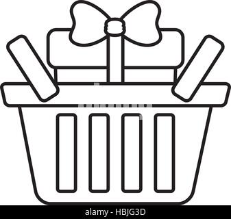 Korb-Shop mit Geschenk Box Band Umriss Vektor Illustration Eps 10 Stock Vektor