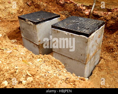 Septic Tank Inspektionsluke Stockfoto