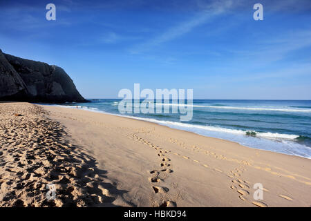 Frühmorgens am Sandstrand Stockfoto