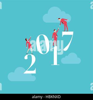 Kaufmann im roten Anzug. Flache Geschäft Neujahr 2017 Konzept Vektor-Illustration. Stock Vektor