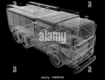 Isoladed transparent Feuerwehrauto Stockfoto