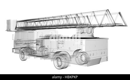 Isoladed transparent Feuerwehrauto Stockfoto