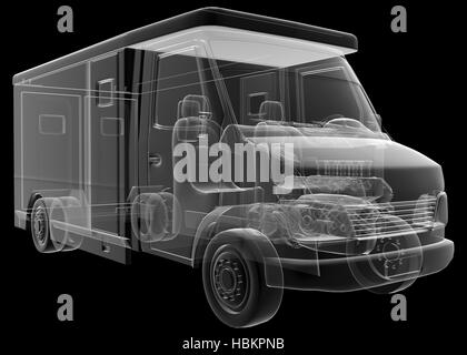 transparente Krankenwagen LKW isoliert Stockfoto