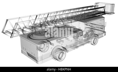 Isoladed transparent Feuerwehrauto Stockfoto