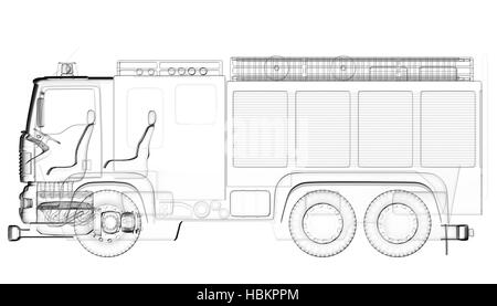 Isoladed transparent Feuerwehrauto Stockfoto