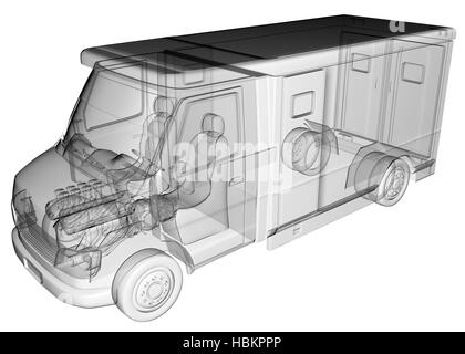 transparente Krankenwagen LKW isoliert Stockfoto