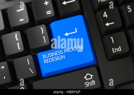 Tastatur mit blauen Tastatur - Business Process Redesign. 3D. Stockfoto