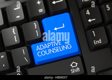Blaue Adaptive Beratung Schlüssel auf der Tastatur. 3D. Stockfoto
