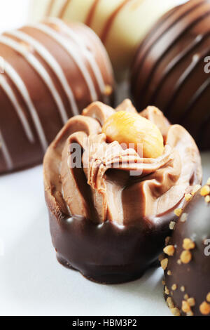 Schokoladenbonbons hautnah Stockfoto