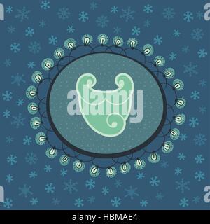 Weihnachten und Neujahr Vintage-verzierten Rahmen mit Weihnachtsmann-Bart-Symbol. Doodle-Abbildung-Grußkarte. Handgezeichnete Hintergrund. Stock Vektor