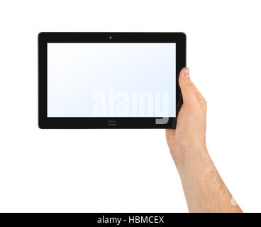 Hand mit Touchpad pc Stockfoto