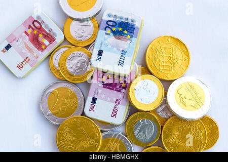 Schokolade Geld als Geschenke gegeben, um Kinder während der festlichen Jahreszeit Stockfoto