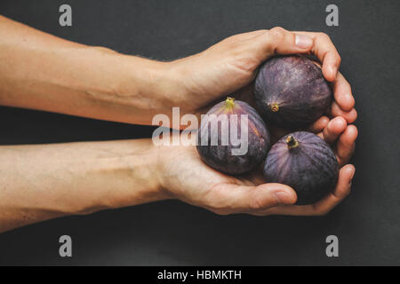 Hände halten Feigen Stockfoto