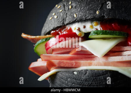 Makro schwarz Burger Stockfoto