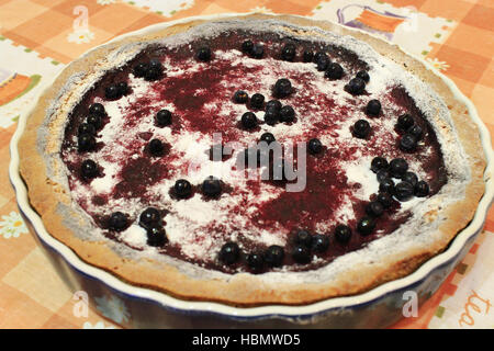 Stück Kuchen mit Heidelbeeren auf dem Teller Stockfoto