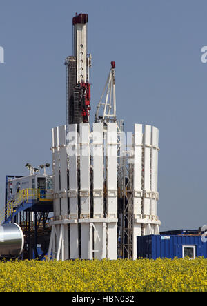 PR Marriot mobile Rig 50, eine Drillmec HH-220, gekauft für cuadrilla Ressourcen Schiefergestein Gas in Grange Hill, Poulton le Fylde, Blackpool, England, Großbritannien Stockfoto