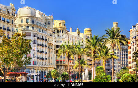 Plaza del Ayuntamiento von Valencia - Spanien Stockfoto