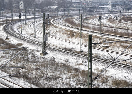 Winter-Eisenbahnen Stockfoto