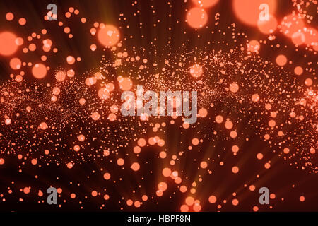 3D Rendering abstrakt polygonalen wave Hintergrund mit Punkten und Linien verbinden. Verbindungsstruktur. Computer HUD. Fließen. Welle. Rote Linien und Punkte. Stockfoto