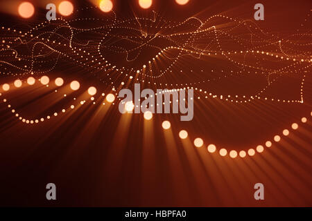 3D Rendering abstrakt polygonalen wave Hintergrund mit Punkten und Linien verbinden. Verbindungsstruktur. Computer HUD. Fließen. Welle. Rote Linien und Punkte. Stockfoto