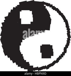 Isolierte gepixelten Yin-Yang-Symbol, Vektor-illustration Stock Vektor